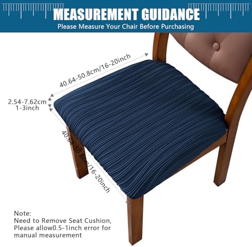 Doottoo Stretch Jacquard Seat Covers - 4 PCS Navy Dining Chair Cushion Slipcovers