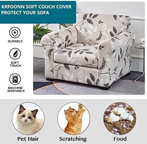 KRFOONN 2 Piece Sofa Slipcover with Elastic Bottom for Living Room