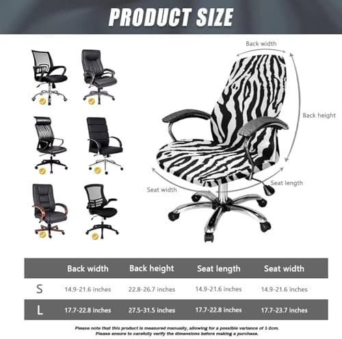 Zebra Stripe Office Chair Cover with Elastic Bottom and Waterproof Back