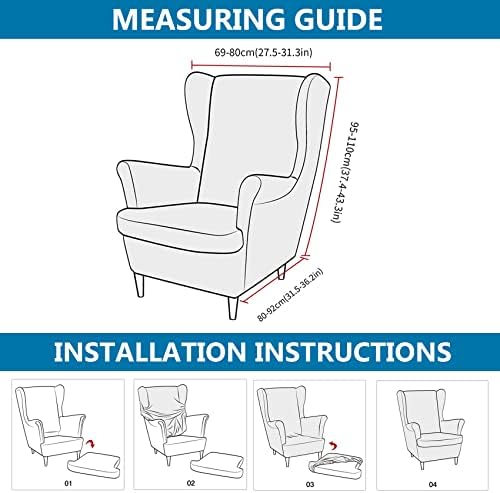 HZDHCLH Stretch Spandex Wingback Chair Slipcovers 2 Piece
