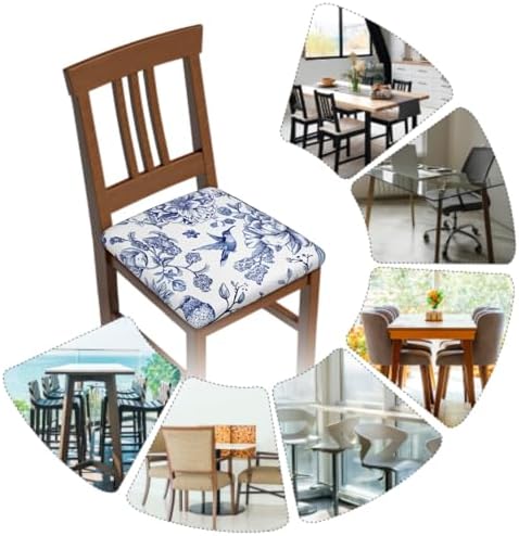 Granbey Blue and White Chair Covers with Navy Floral Design
