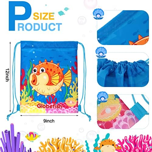 Ocean Themed Drawstring Bags for Kids Birthday Party Supplies