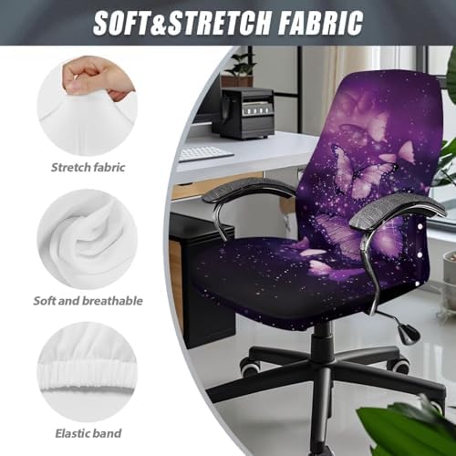 Modern Gothic Purple Butterfly Chair Cover for Office and Home