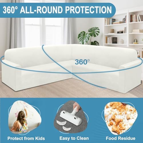 Velvet Stretch L Shape Sofa Cover Set for Living Room