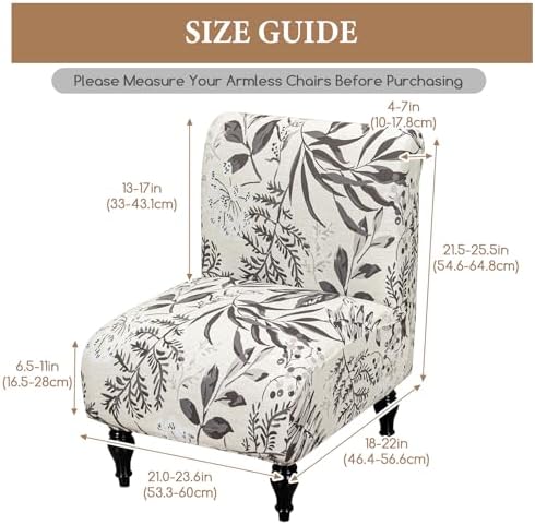 FUANGUI Armless Chair Cover Slipcover for Living Room