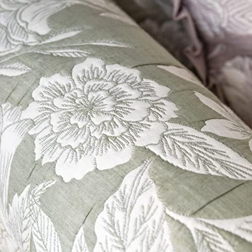 Luxury Jacquard Sofa Cover with Ruffle Embroidery Olive Green 71x118 in