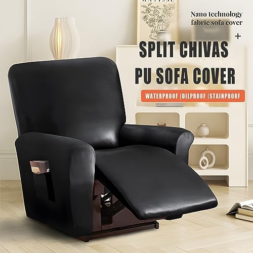 JOKIVTOU 123 Seat PU Leather Stretch Recliner Cover