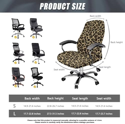 Wanyint Leopard Print Khaki Office Chair Cover