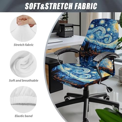 Starry Night Office Chair Cover Stretchable Swivel with Elastic Bottom