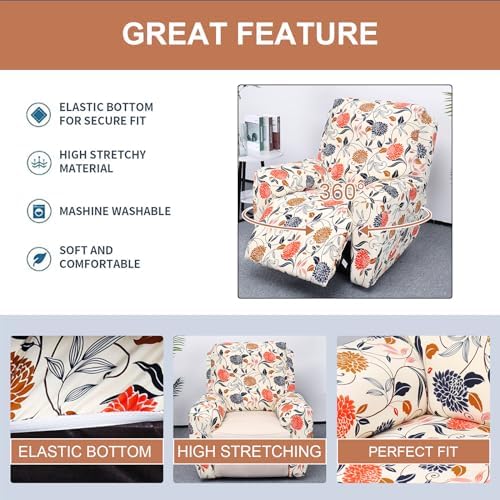 Eco-Ancheng 4-Piece Recliner Slipcovers with Pocket