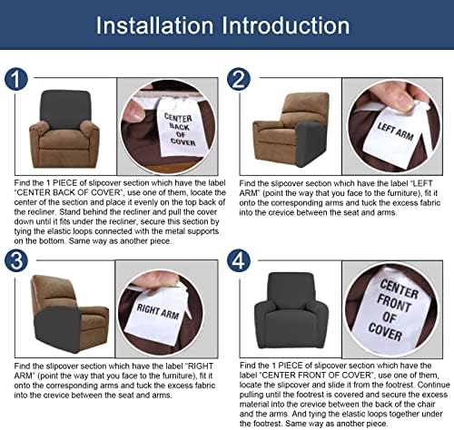 NILUOH 4-Piece Recliner Chair Cover with Pocket Floral Pattern