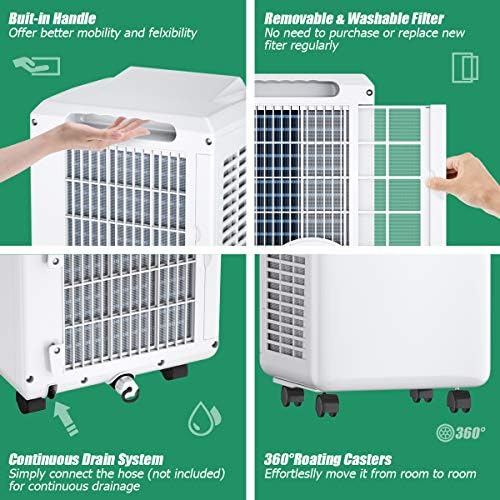 Toolsempire 8000BTU Portable AC with Dehumidifier and Fan Remote Control