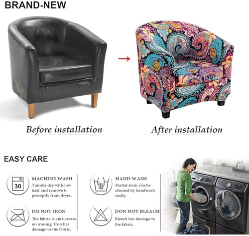 NILUOH 2 Piece Stretch Club Chair Slipcover with Flowers Design