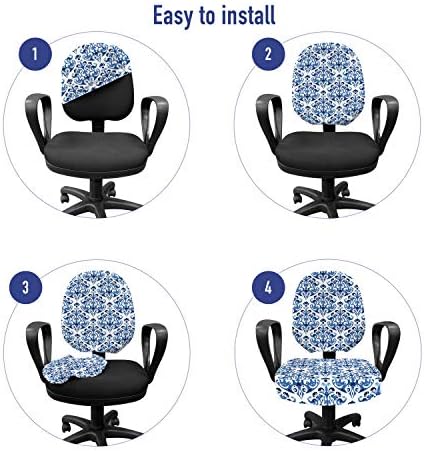 Ambesonne Indigo Victorian Floral Pattern Armchair Slipcover