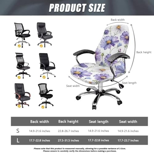 Purple Daisy Floral Print Office Chair Cover