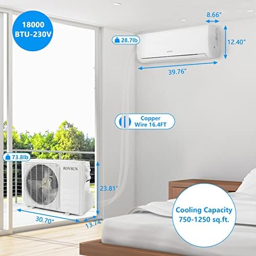 18000 BTU Mini Split AC Heating System with Inverter