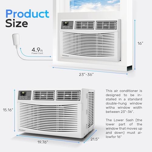 PhiloDeco 12000 BTU Window AC Unit for 550 Sq Ft Room