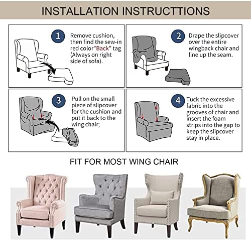 Eco-Ancheng 2 Piece Wingback Chair Slipcover 1