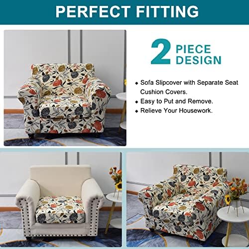 KRFOONN 2 Piece Sofa Covers with Elastic Bottom for Living Room