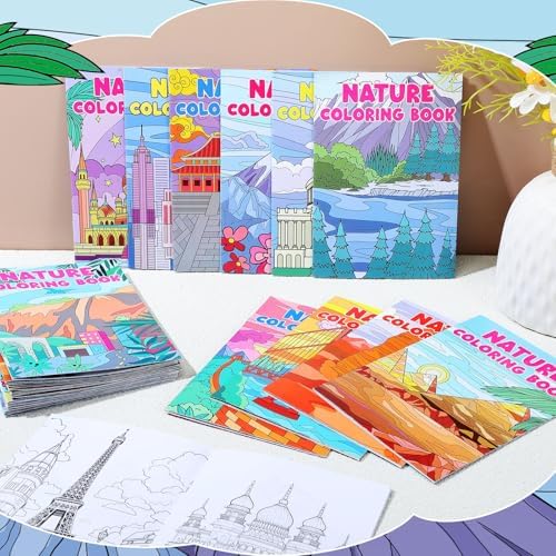 72 Pcs Landscape Coloring Book for Adults