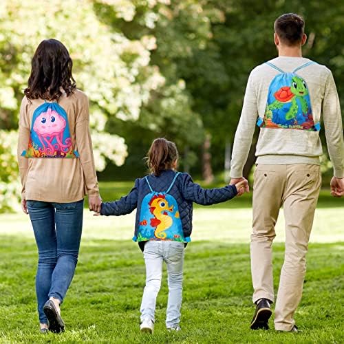 Ocean Themed Drawstring Bags for Kids Birthday Party Supplies