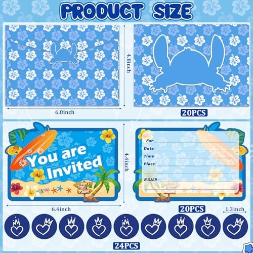 QAMEGX Blue Cartoon Birthday Invitations for Boys and Girls