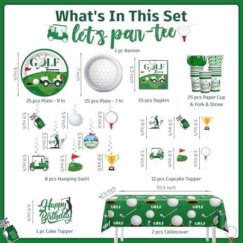 174pcs Golf Themed Party Decorations Set