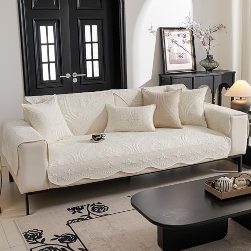 Vctops Floral Embroidered Sofa Slipcover Non Slip Cotton Cover 28x28