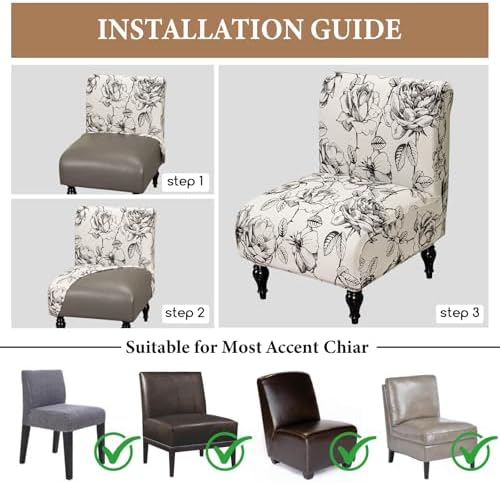 FUANGUI Armless Chair Slipcover Stretch Spandex Furniture Protector