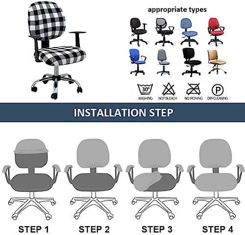 KABAKE Black White Plaid Office Chair Slipcovers