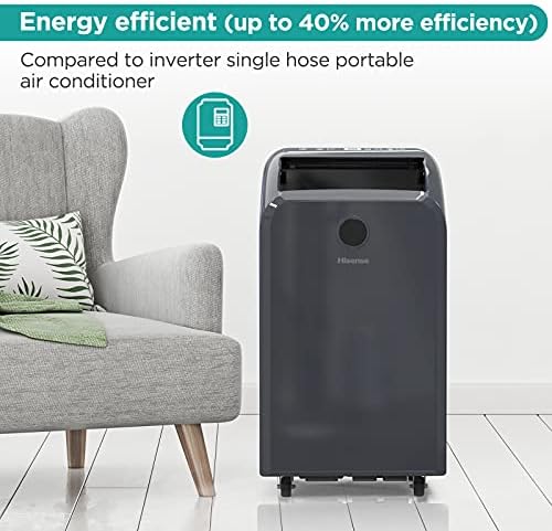 Hisense Dual-Hose Portable Air Conditioner 10000 BTU Cooling Dehumidifier Fan Black