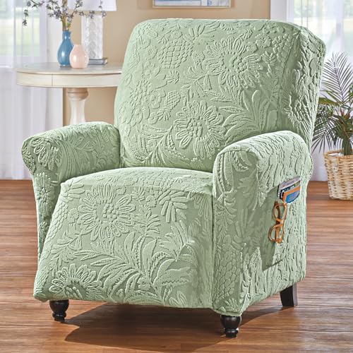 Collections Etc Embossed Tropical Stretch Recliner Cover Sage