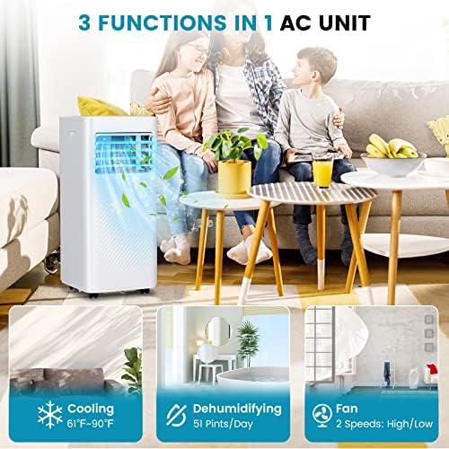PETSITE 10000 BTU Portable AC Unit with Dehumidifier and Remote Control