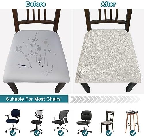 SearchI Waterproof Dining Chair Covers Set of 6 Beige Rhombus