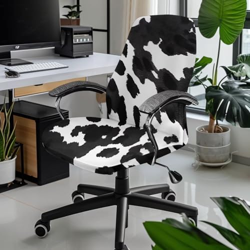 Office Chair Cover with Cow Print Stretch Slipcover