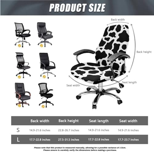 Milk Cow Print Office Chair Cover 3PCS Washable Chair Slipcovers with Armrest Covers