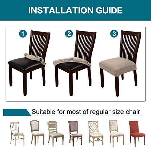 Turquoize Stretch Dining Chair Covers Set of 4 Khaki