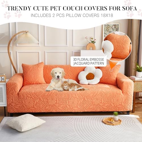 Boho 3D Floral Pet Couch Cover with 2 Pillow Covers