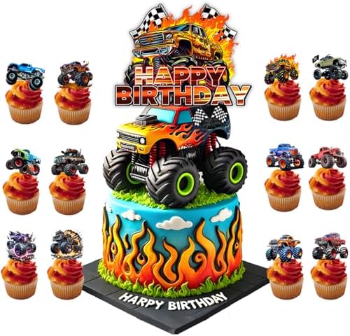 Monster Car Cake Toppers Truck Theme Birthday Decorations