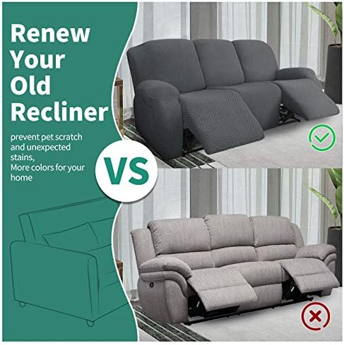 YEMYHOM 8 Piece Stretch Recliner Sofa Cover Dark Gray