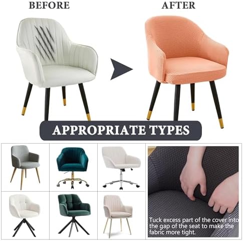 Stretch Universal Dining Chair Covers with Arms - Breathable Elastic Slipcovers 6PCS Orange