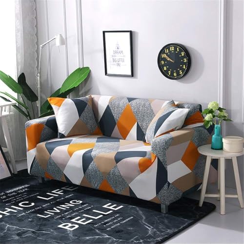 Lamberia Geometric Sofa Cover for 4 Seater