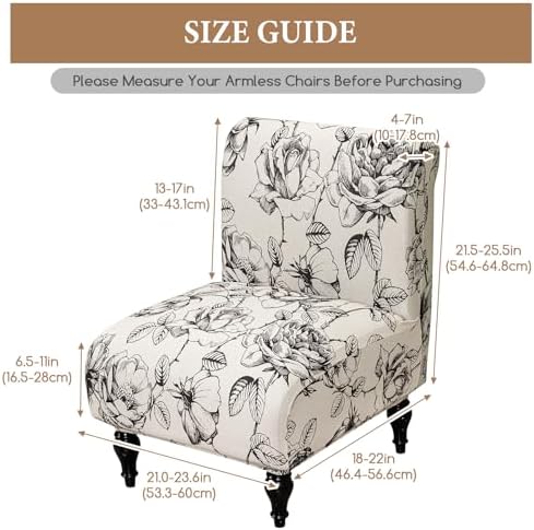 FUANGUI Armless Chair Slipcover Stretch Spandex Furniture Protector