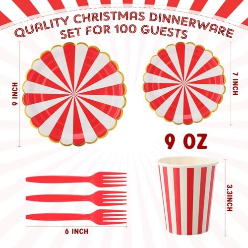 Yungyan 400 Pcs Carnival Theme Plates Cups Set