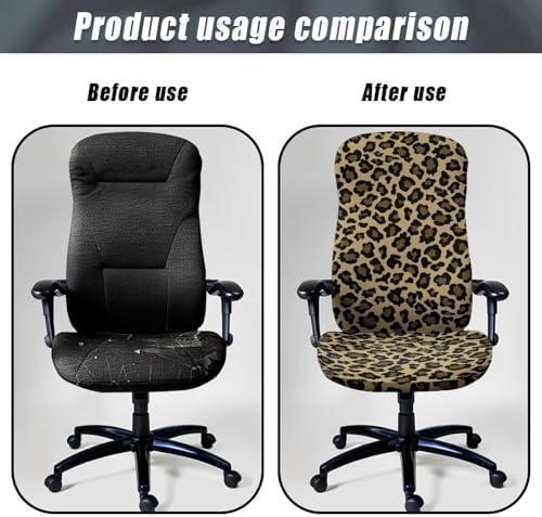 Wanyint Leopard Print Khaki Office Chair Cover