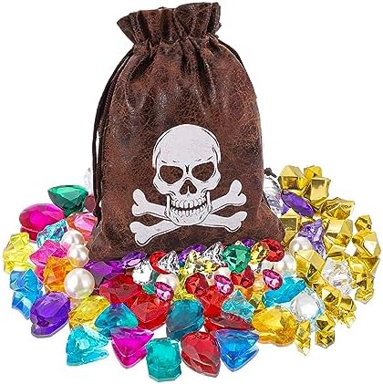 RICHNESS Pirate Loot Bags Drawstring Treasure Bags Pack of 12