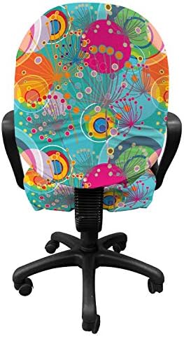 Ambesonne Floral Office Chair Slipcover Turquoise Pink 2 Piece Set