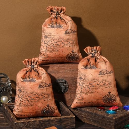 RICHNESS Pirate Party Favor Bags with Drawstring Closure