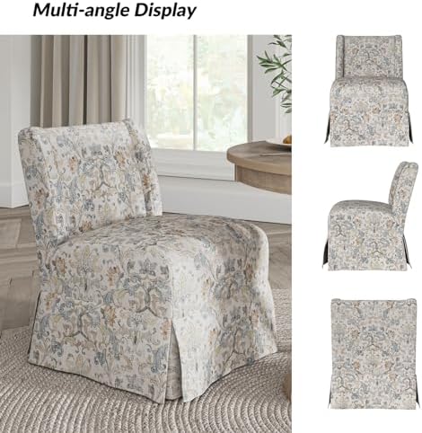 HULALA Home Armless Accent Chair with Removable Floral Slipcover
