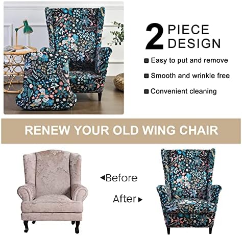 Eco-Ancheng 2 Piece Wingback Chair Slipcover 1